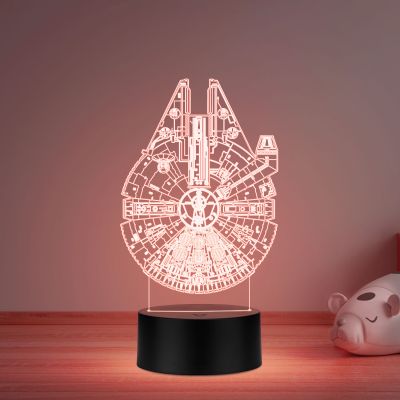 3D Illusion Star Wars Millennlum Falcon Led Night Lamp with Multicolored Gift For kids